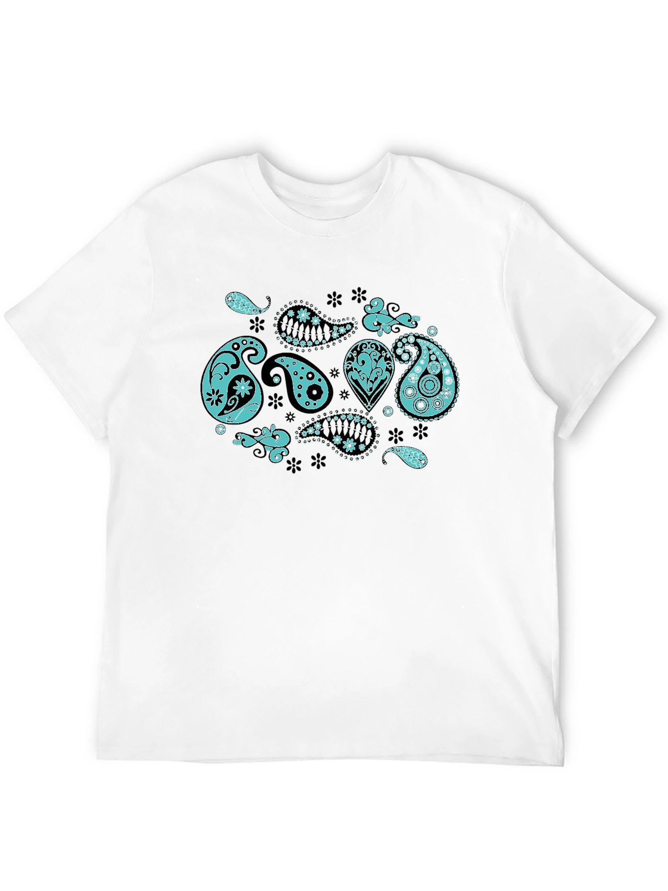 Paisley Print Black Crew Neck T-Shirt