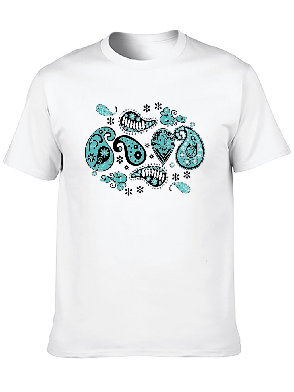 Paisley Print Black Crew Neck T-Shirt