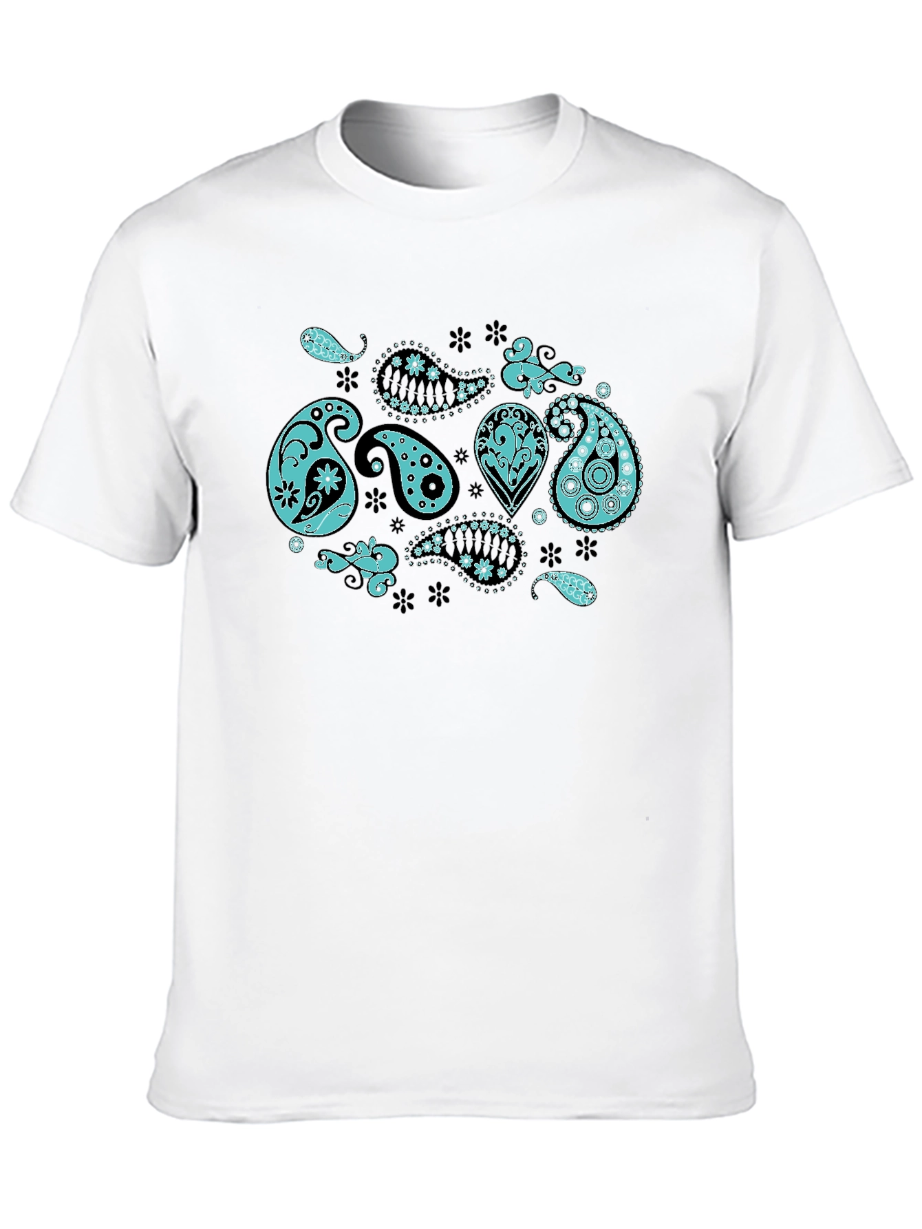 Paisley Print Black Crew Neck T-Shirt