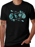 Paisley Print Black Crew Neck T-Shirt