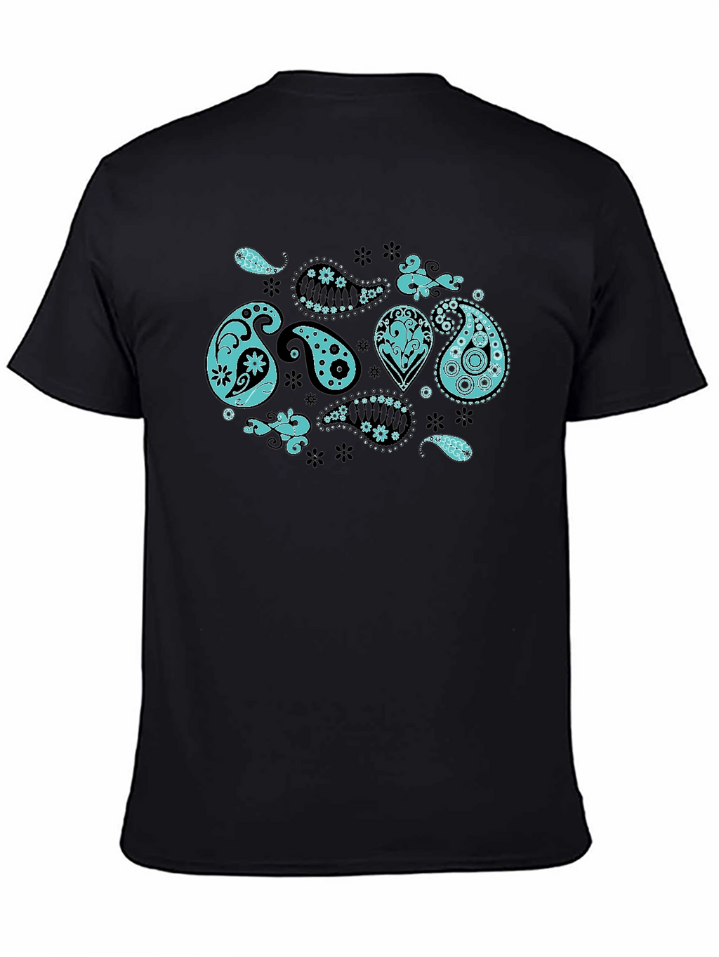 Paisley Print Black Crew Neck T-Shirt