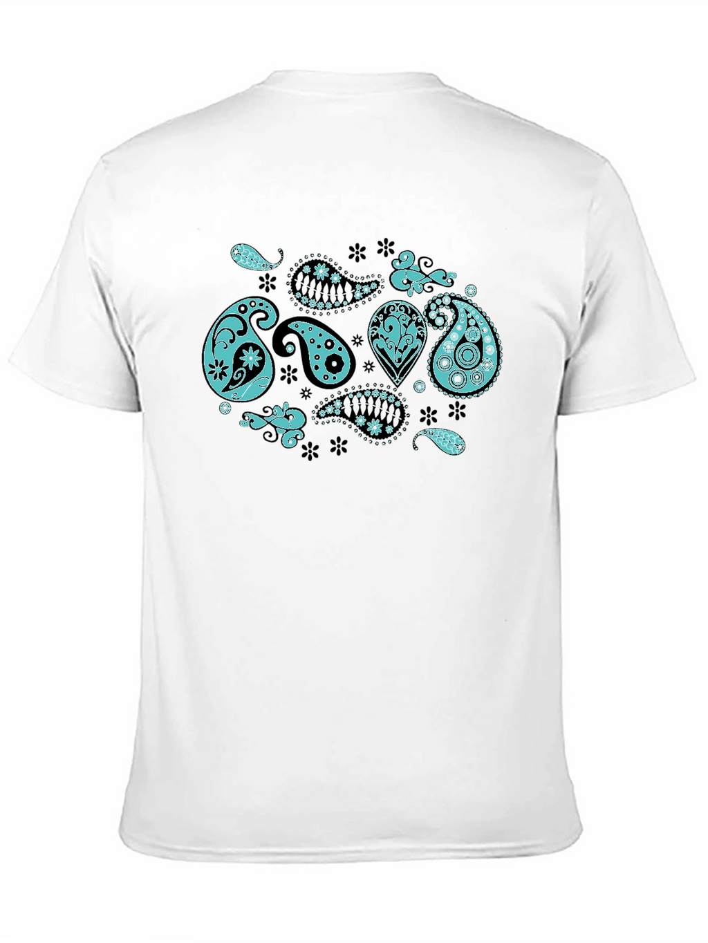 Paisley Print Black Crew Neck T-Shirt