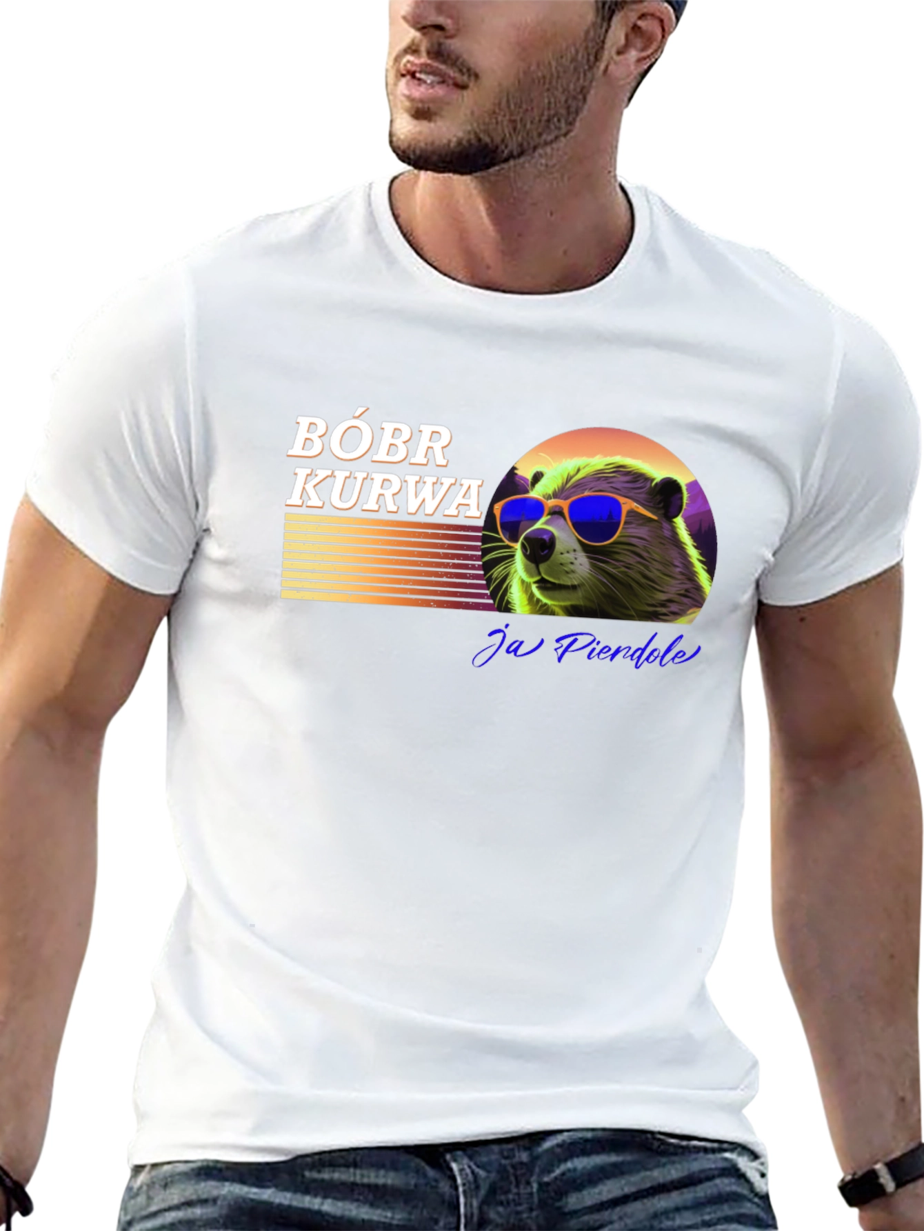 Bóbr Kurwa Graphic T-Shirt - Cool Beaver Design