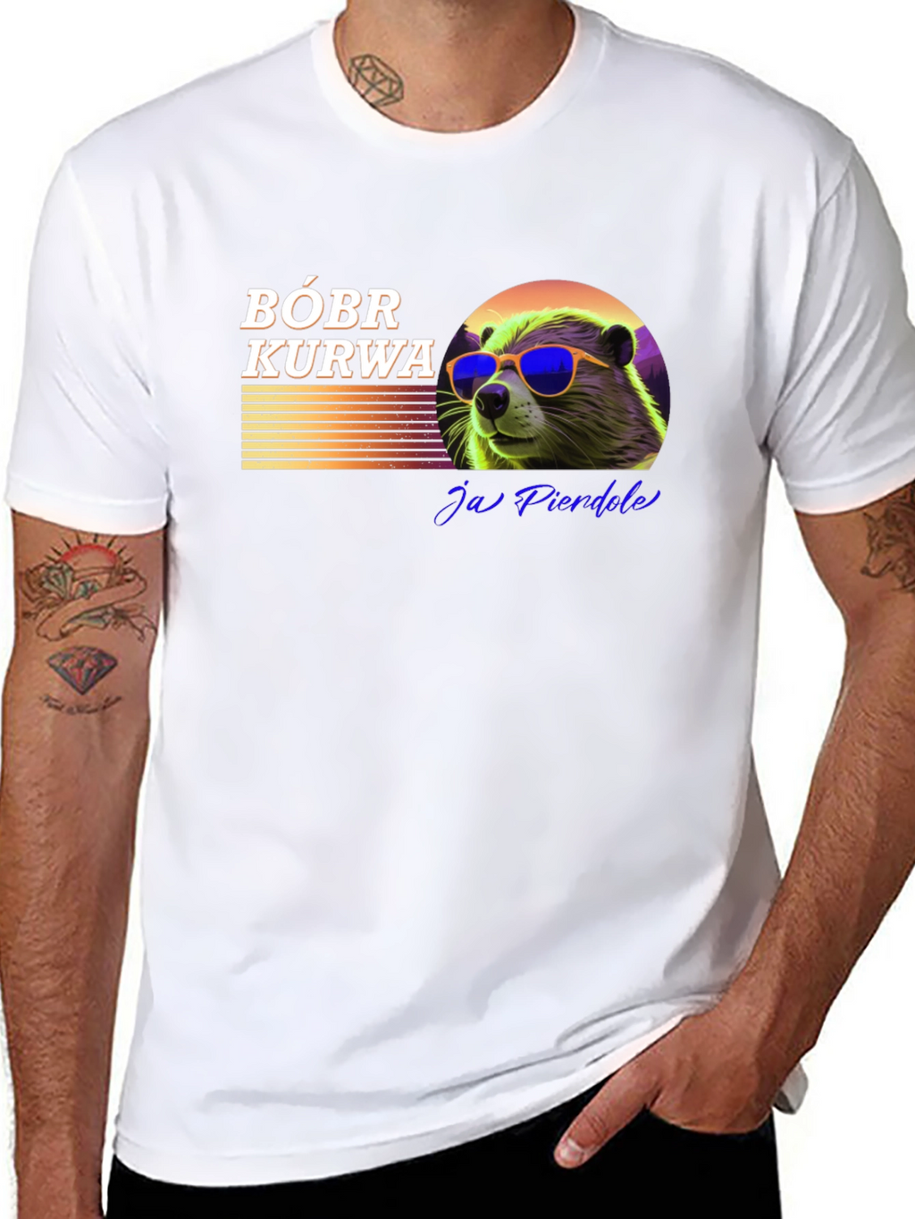Bóbr Kurwa Graphic T-Shirt - Cool Beaver Design
