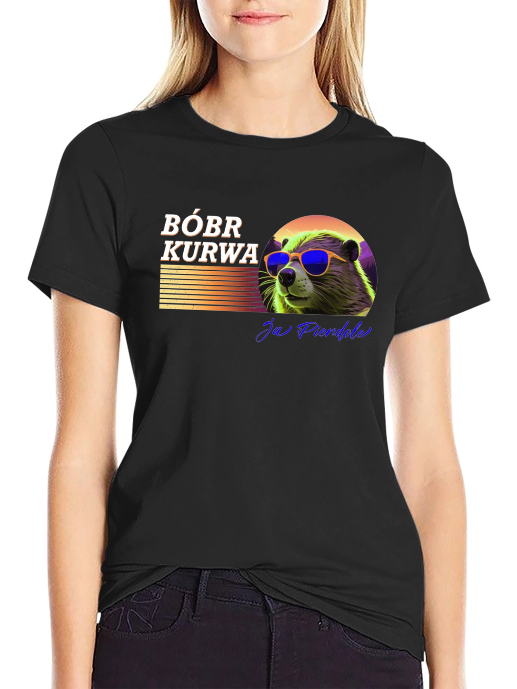 Bóbr Kurwa Graphic T-Shirt - Cool Beaver Design