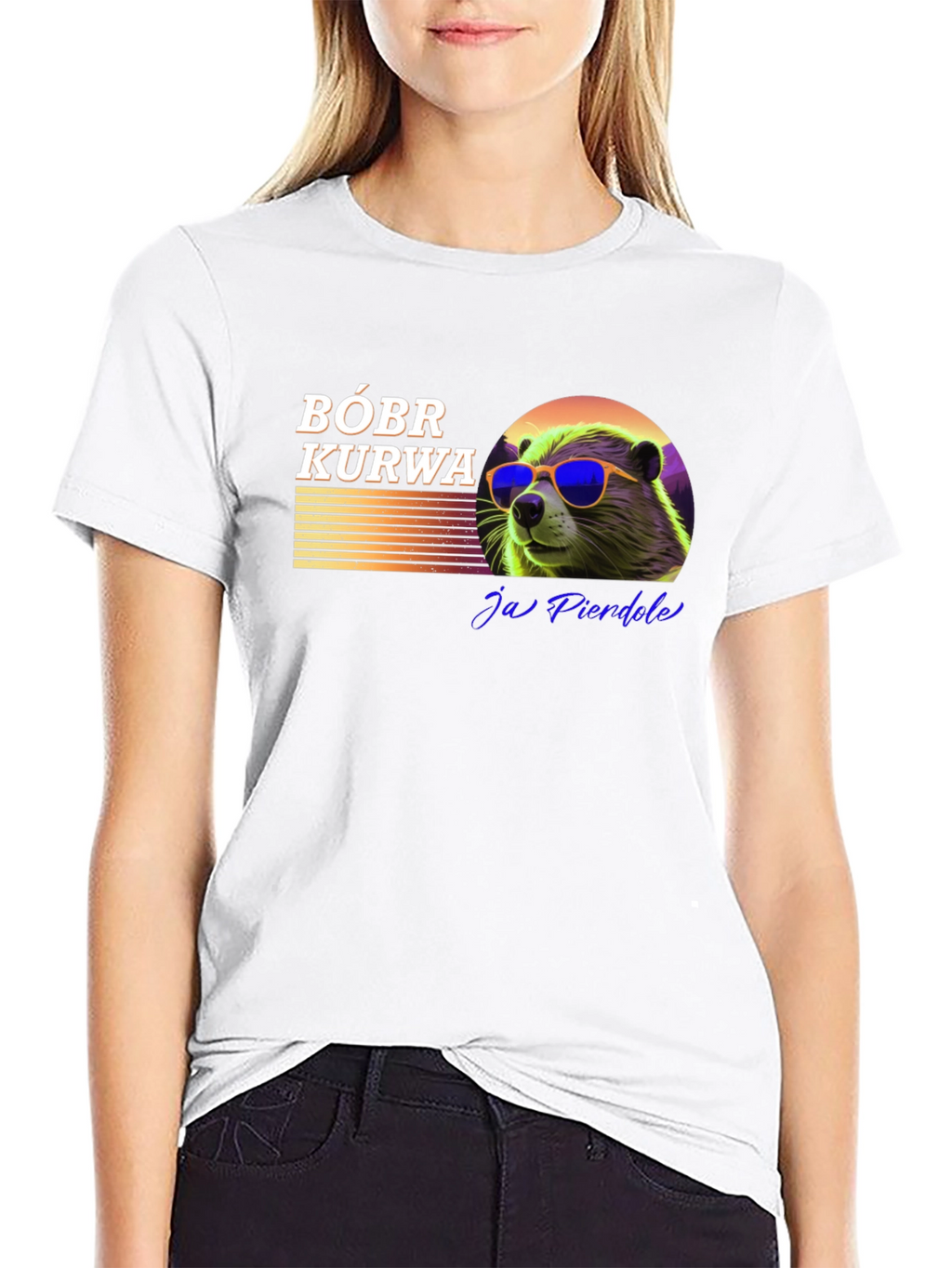 Bóbr Kurwa Graphic T-Shirt - Cool Beaver Design