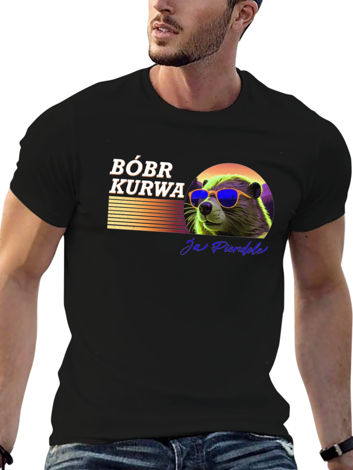 Bóbr Kurwa Graphic T-Shirt - Cool Beaver Design