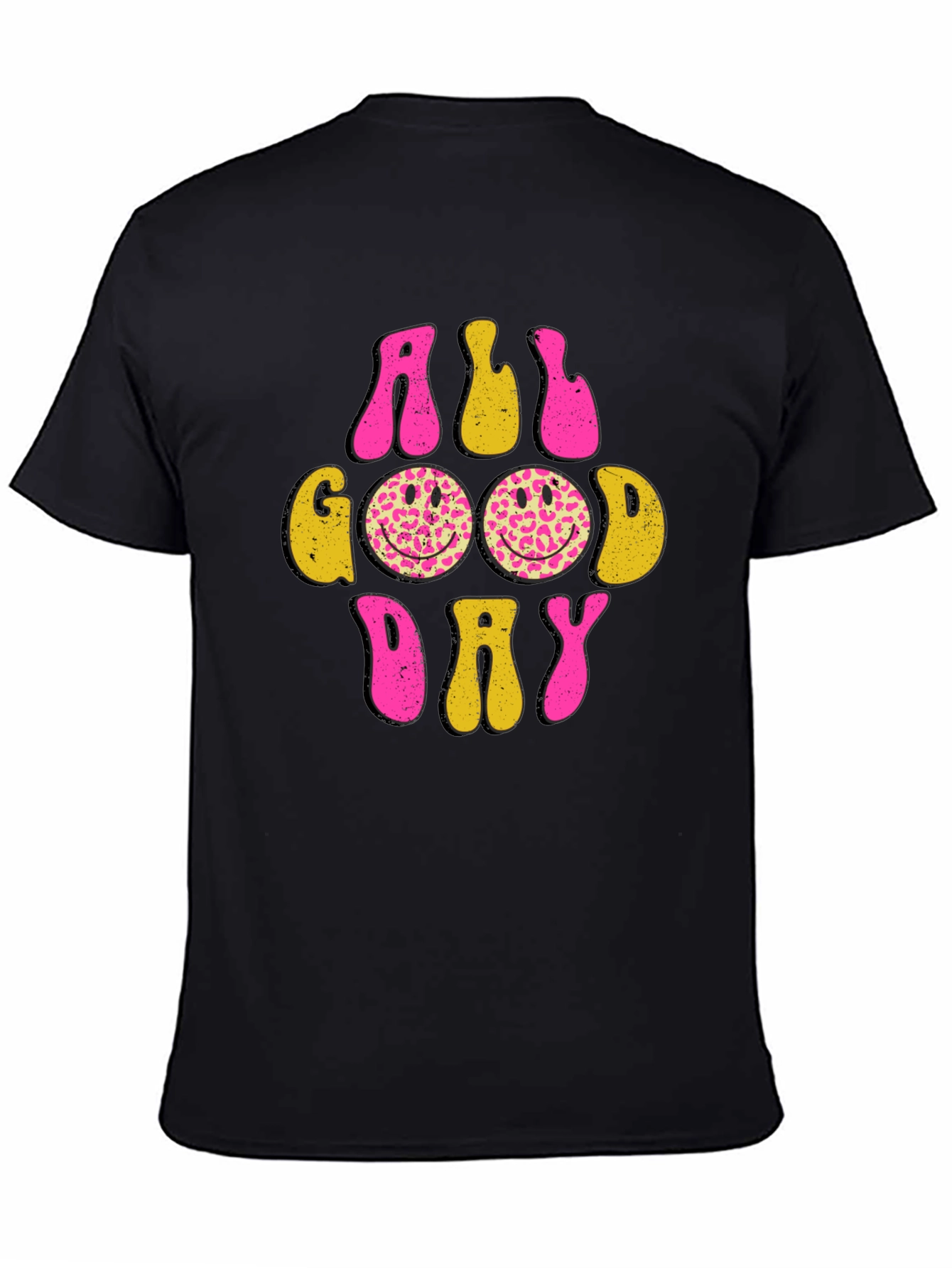 All Good Day Smiley Face Graphic Tee - Black