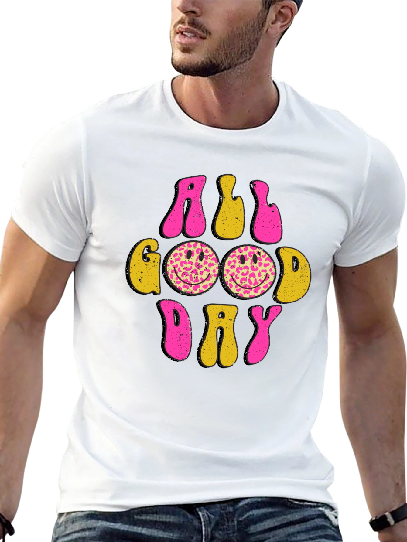All Good Day Smiley Face Graphic Tee - Black