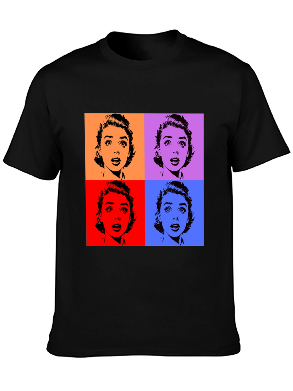 Pop Art T-Shirt - Black Audrey Hepburn Style Tee
