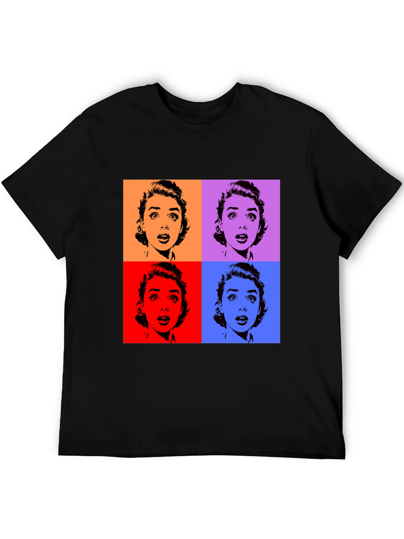 Pop Art T-Shirt - Black Audrey Hepburn Style Tee