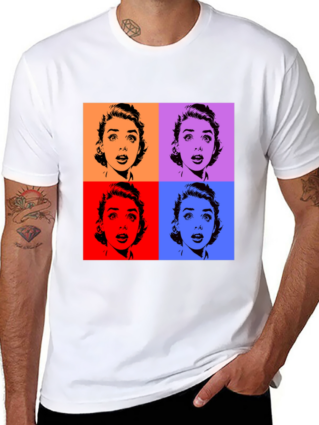 Pop Art T-Shirt - Black Audrey Hepburn Style Tee