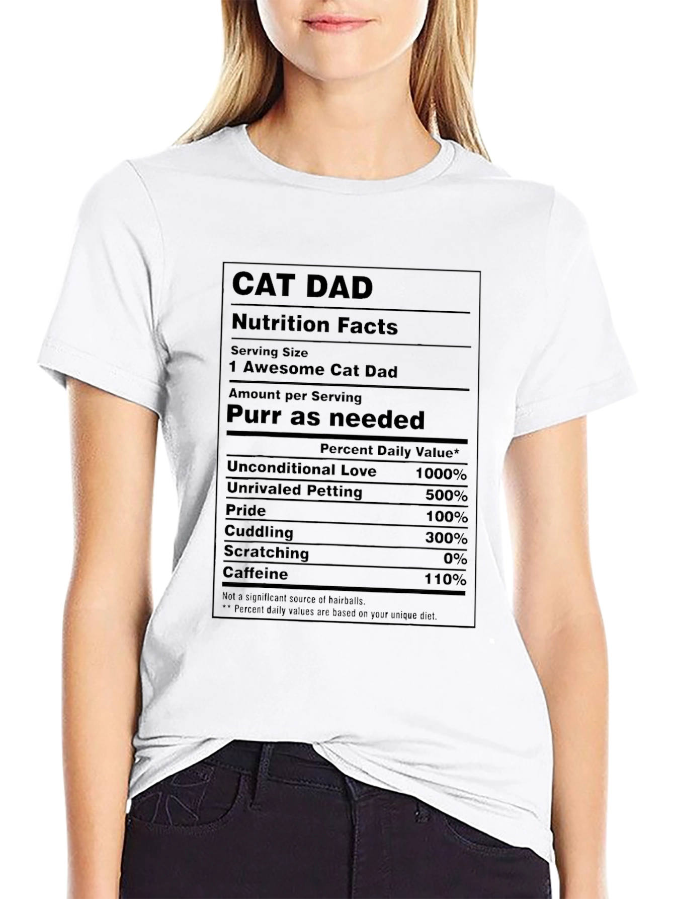 Cat Dad Nutrition Facts Black T-Shirt