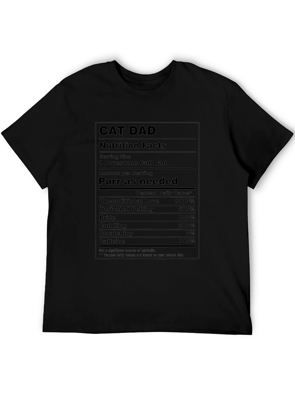 Cat Dad Nutrition Facts Black T-Shirt