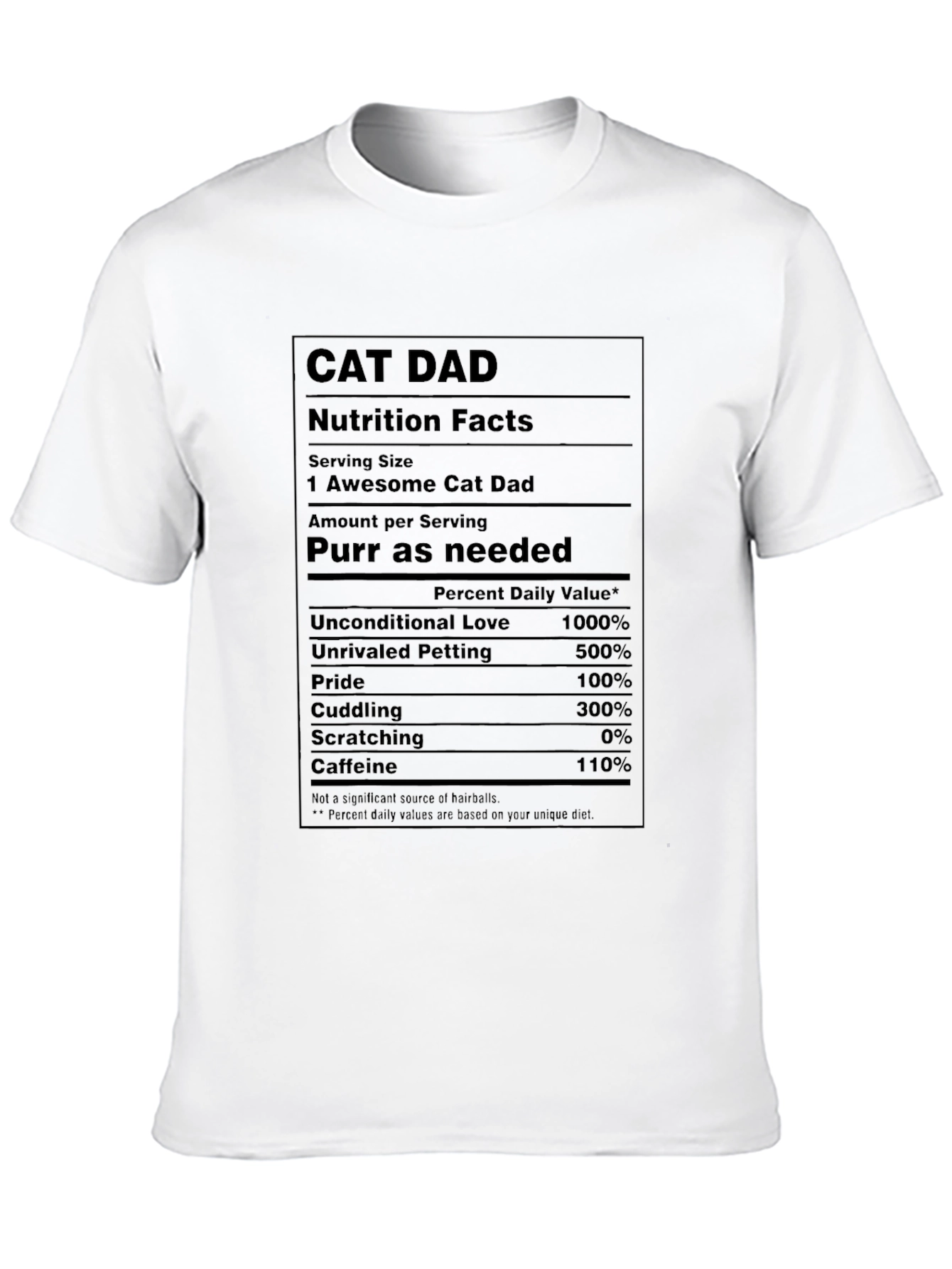 Cat Dad Nutrition Facts Black T-Shirt