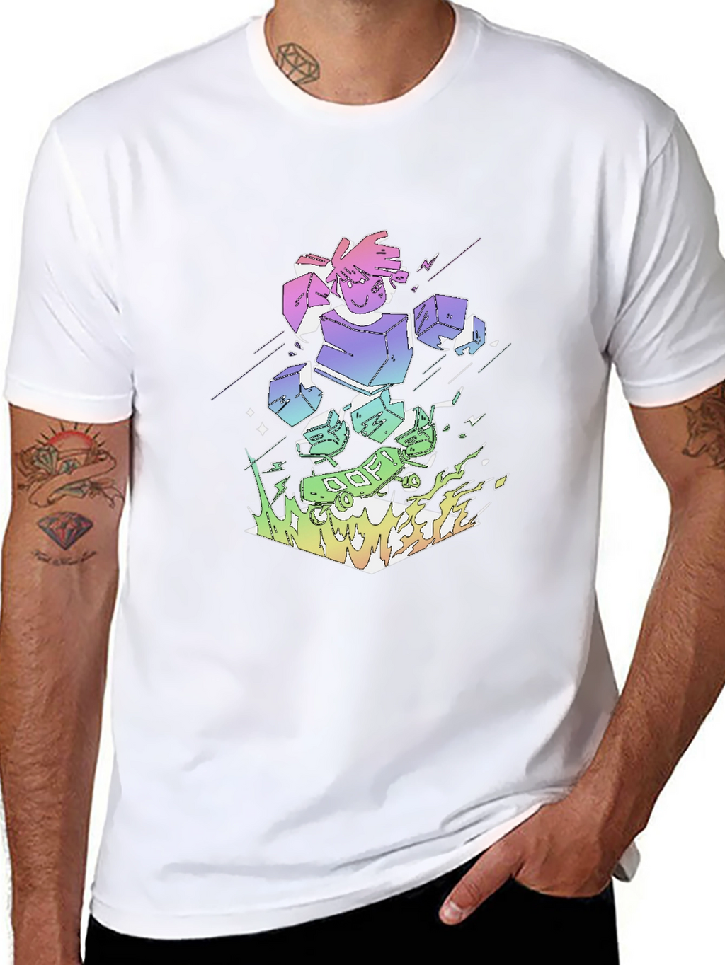 Retro Anime Robot Graphic Black T-Shirt