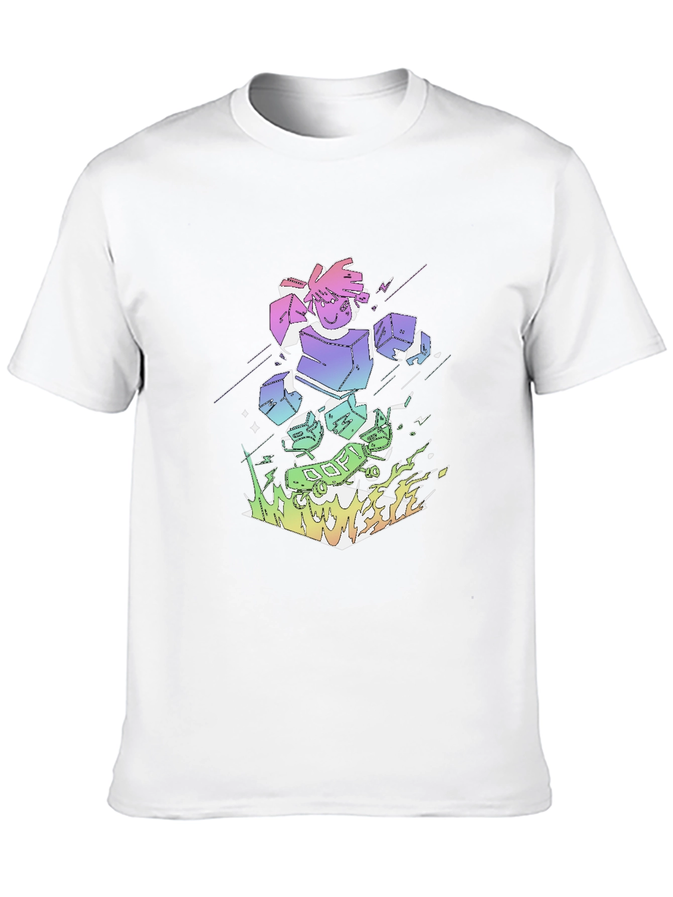 Retro Anime Robot Graphic Black T-Shirt