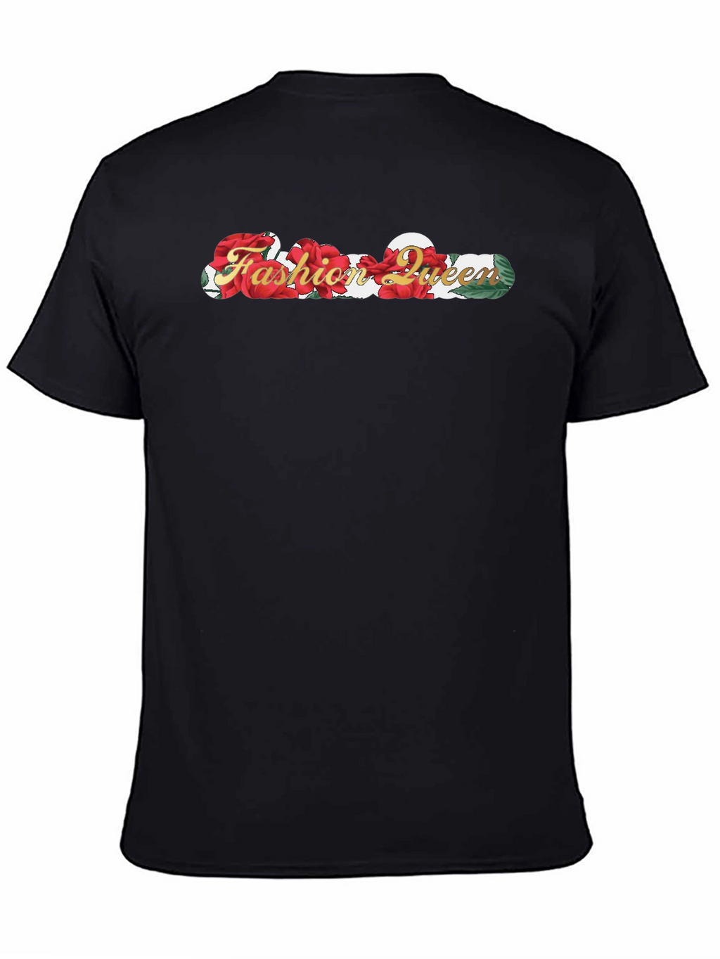 Fashion Queen Rose Graphic Black T-Shirt