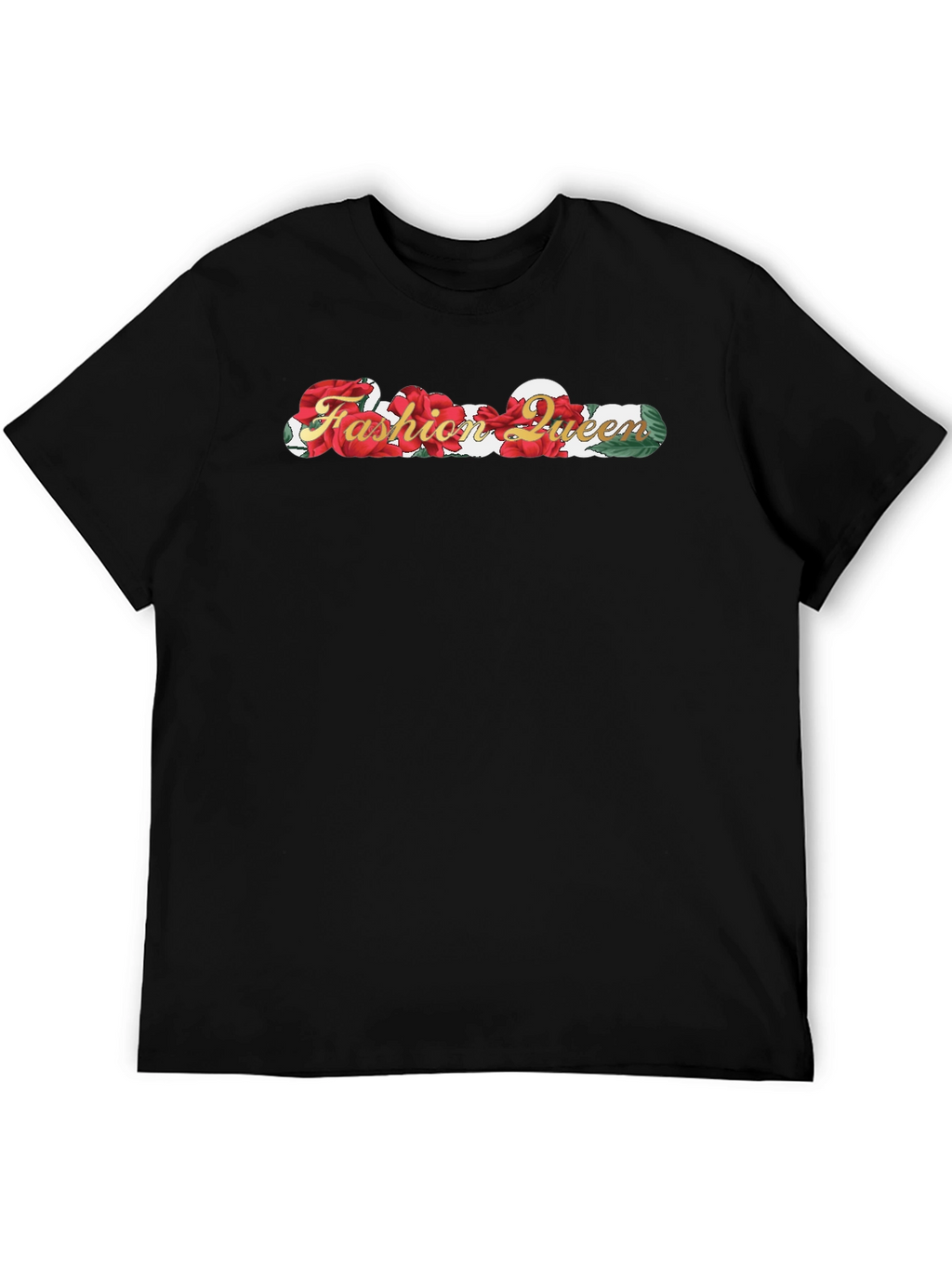 Fashion Queen Rose Graphic Black T-Shirt