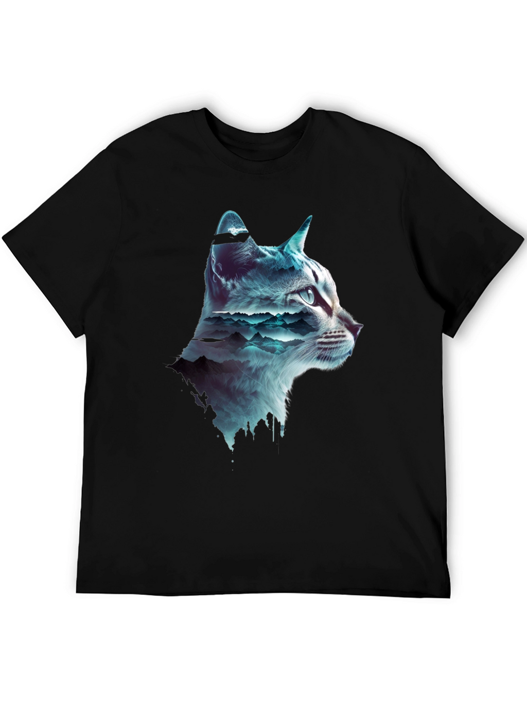 Cat Silhouette Mountainscape T-Shirt
