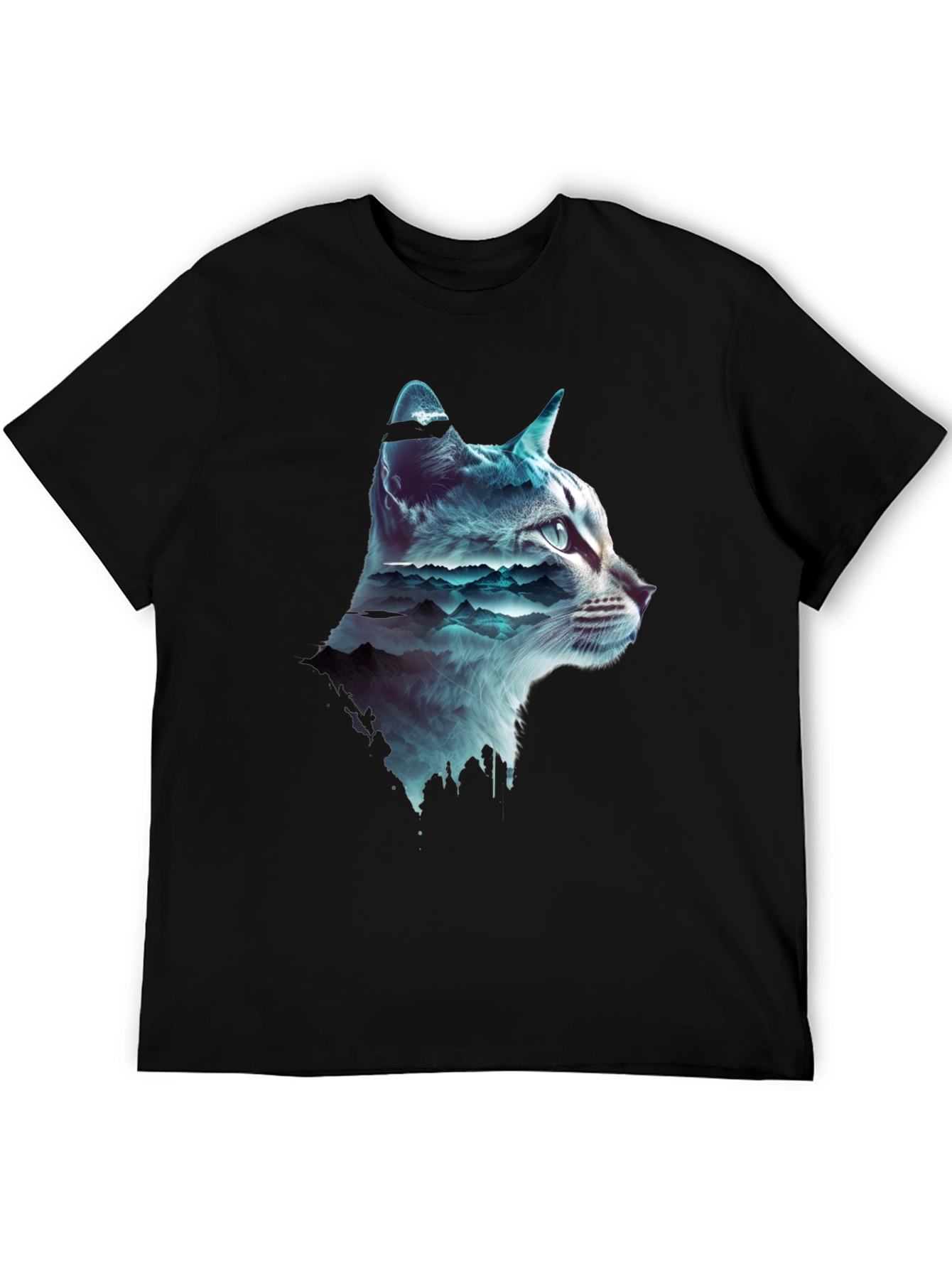 Cat Silhouette Mountainscape T-Shirt