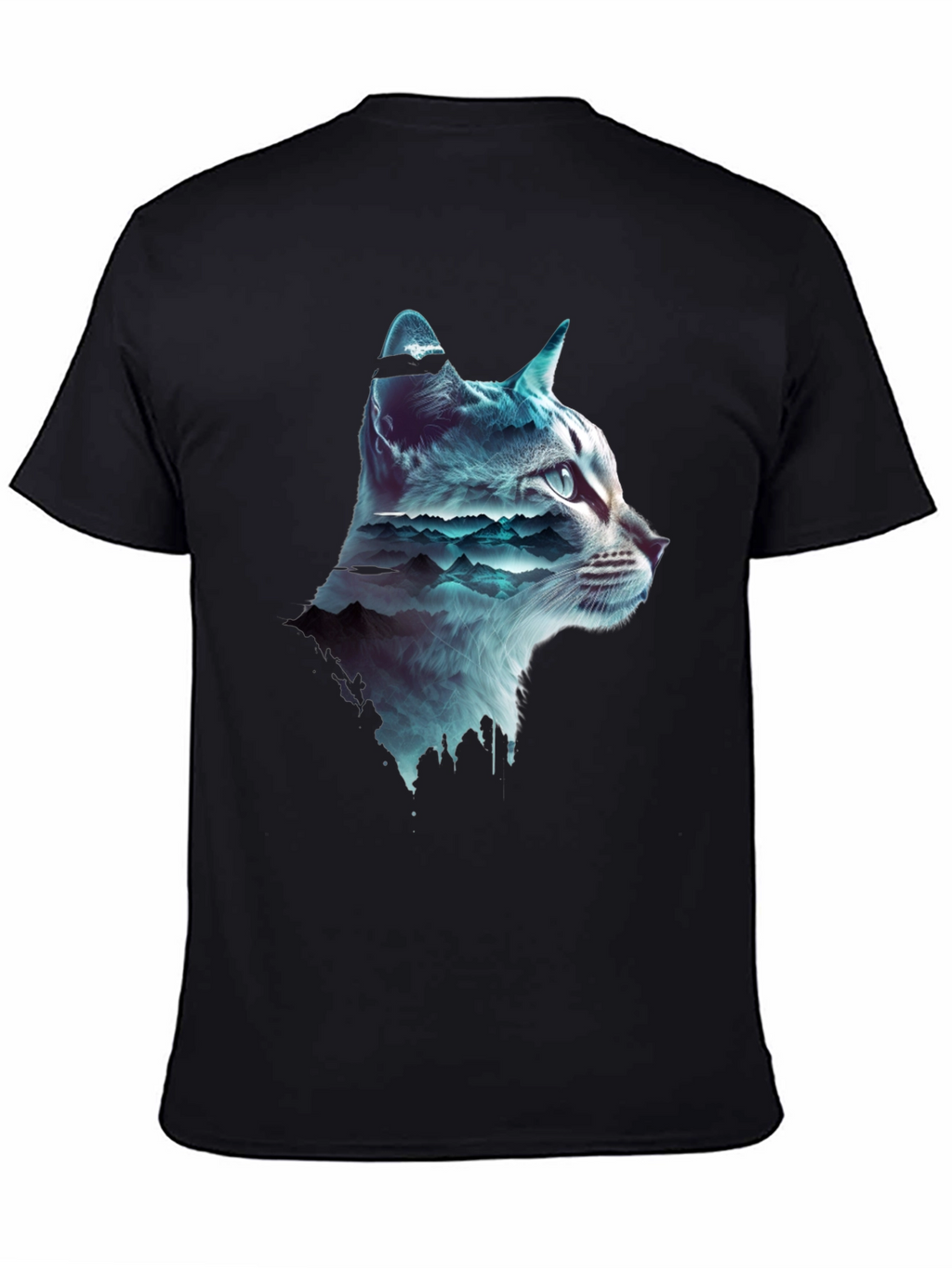 Cat Silhouette Mountainscape T-Shirt