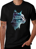 Cat Silhouette Mountainscape T-Shirt