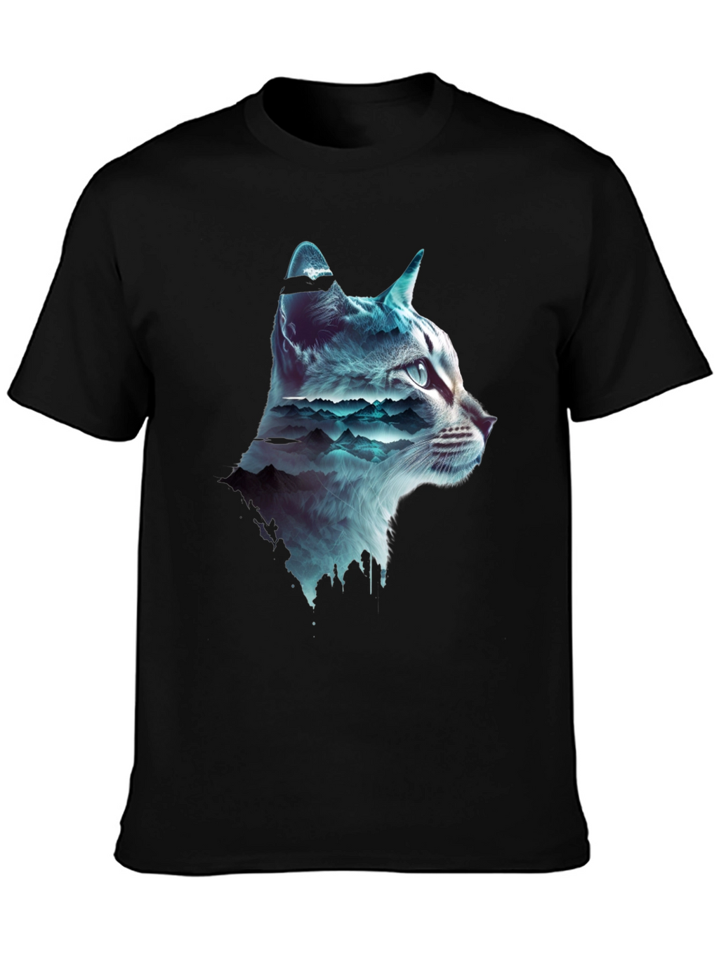 Cat Silhouette Mountainscape T-Shirt