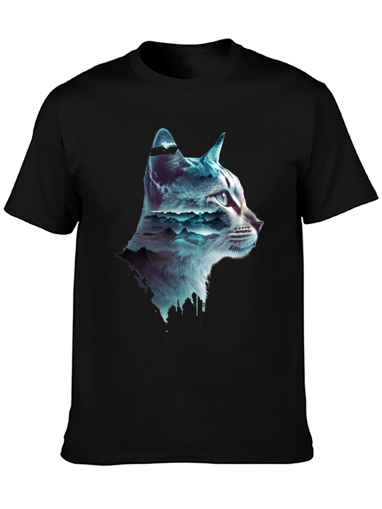 Cat Silhouette Mountainscape T-Shirt