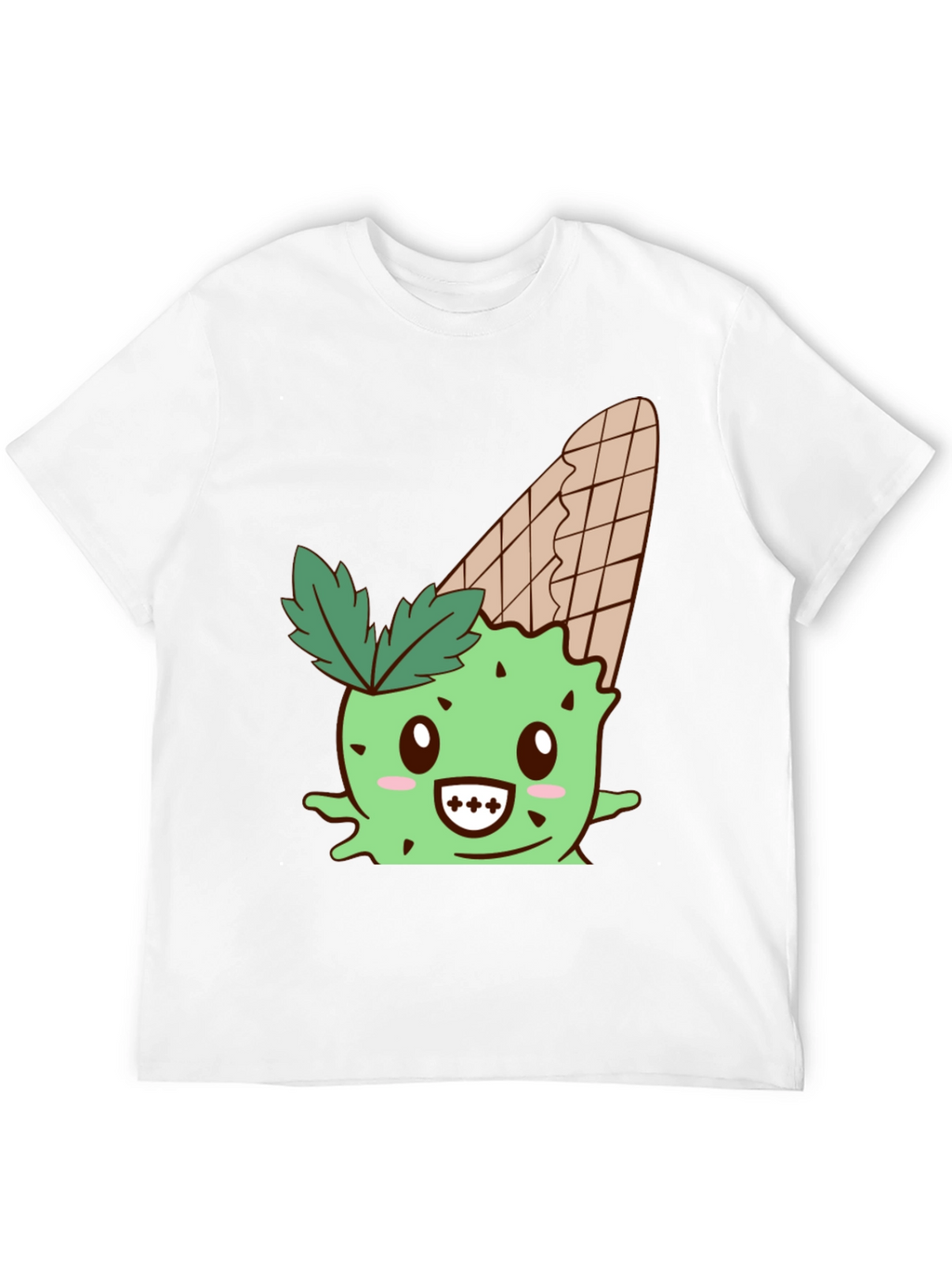 Cute Ice Cream Cactus Graphic Tee - Black
