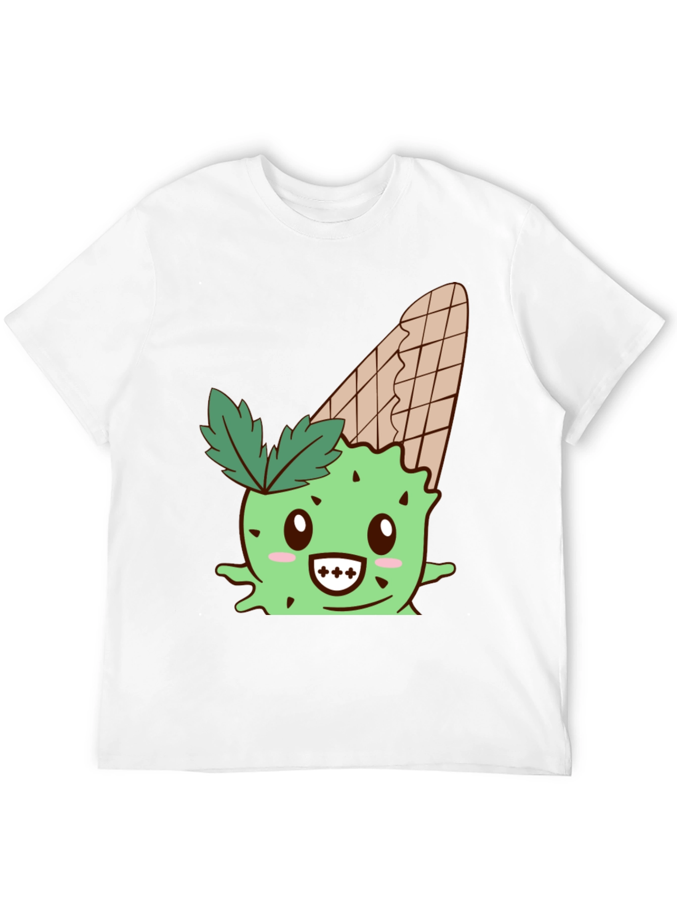 Cute Ice Cream Cactus Graphic Tee - Black
