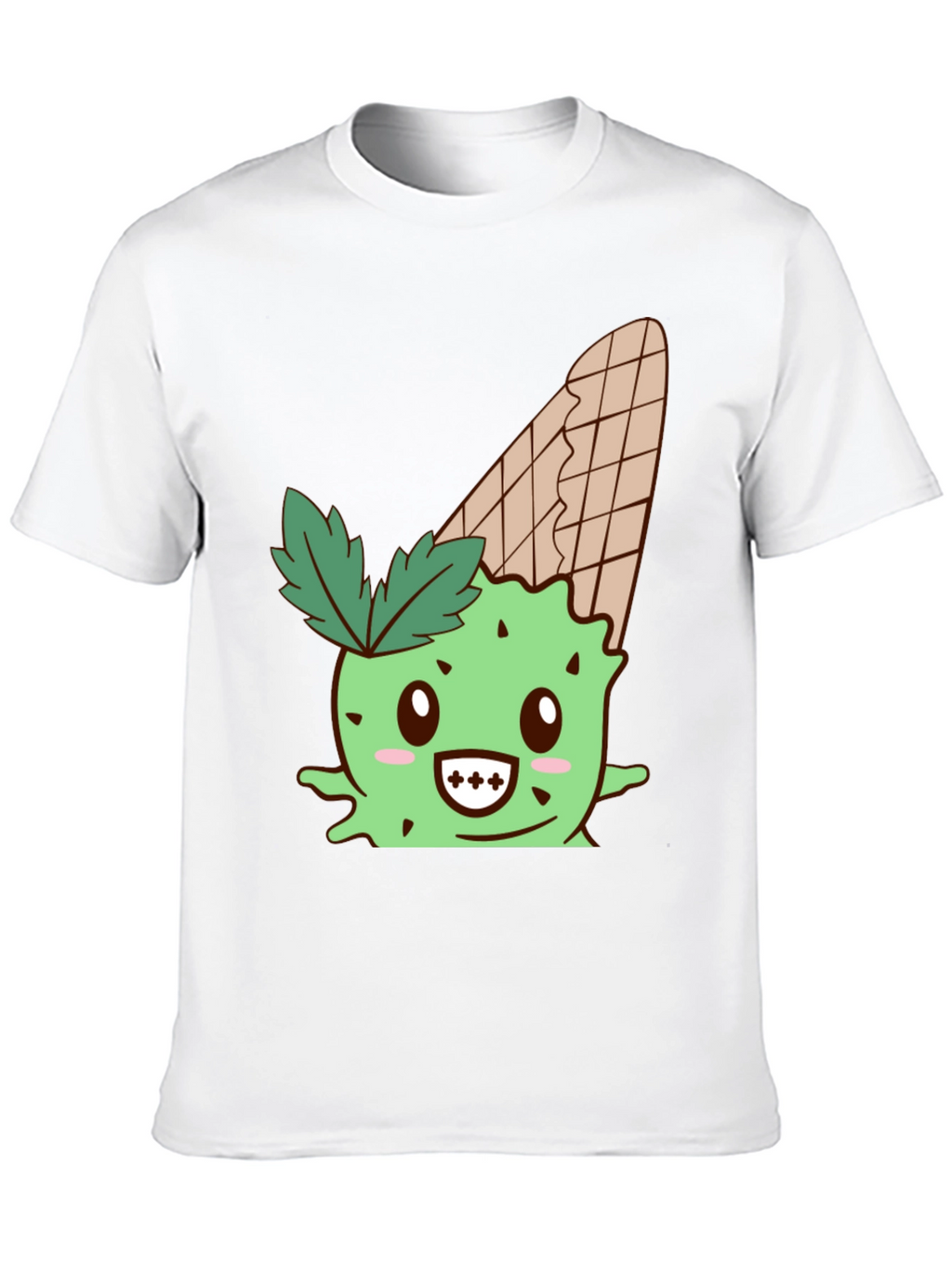 Cute Ice Cream Cactus Graphic Tee - Black