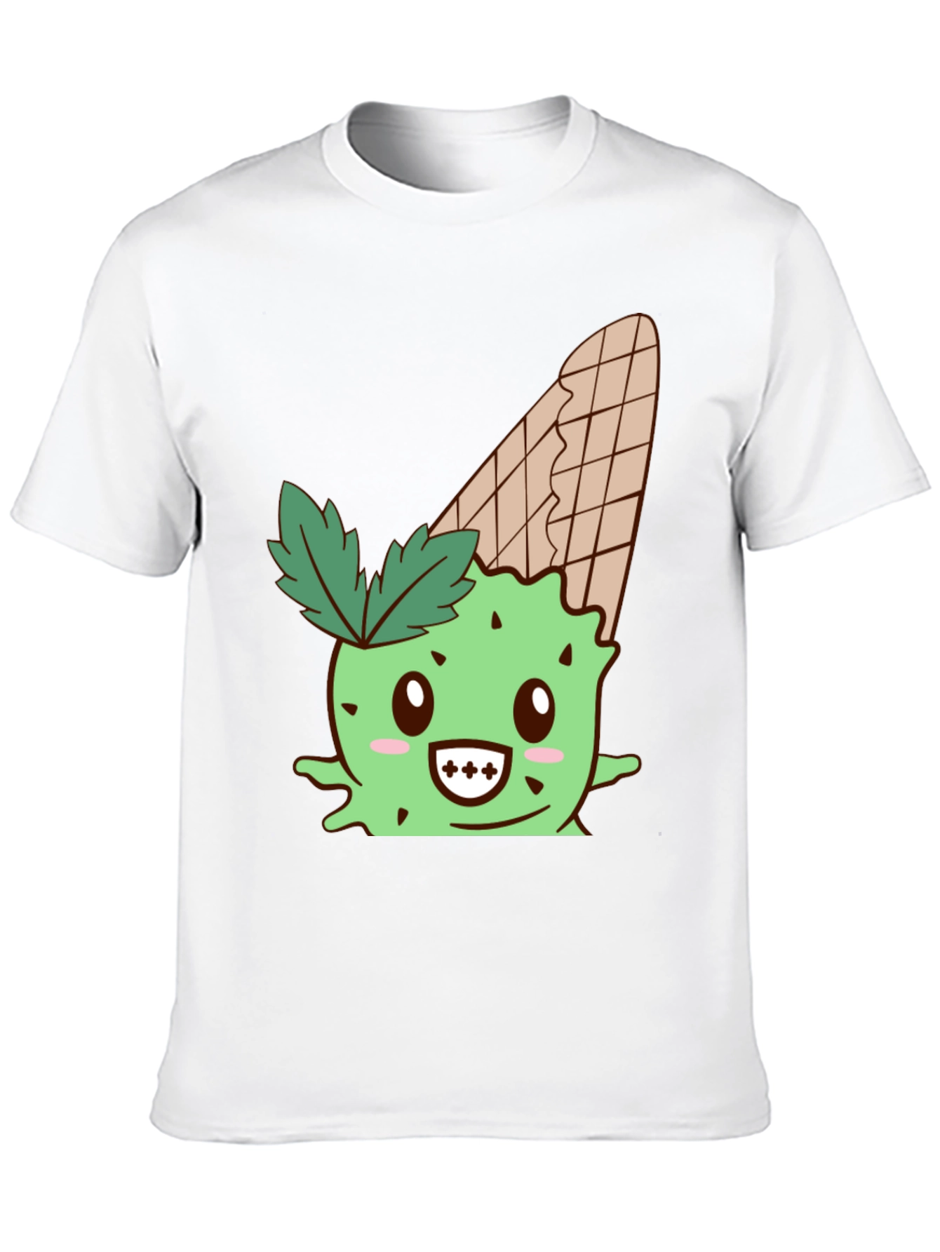 Cute Ice Cream Cactus Graphic Tee - Black