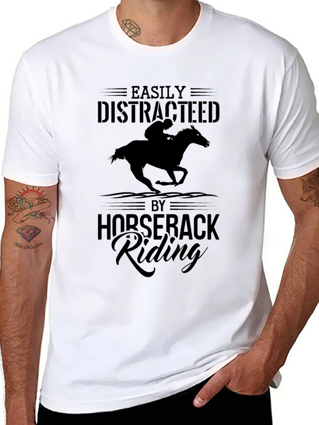 Easily Distracted By Horseback Riding Graphic Tee