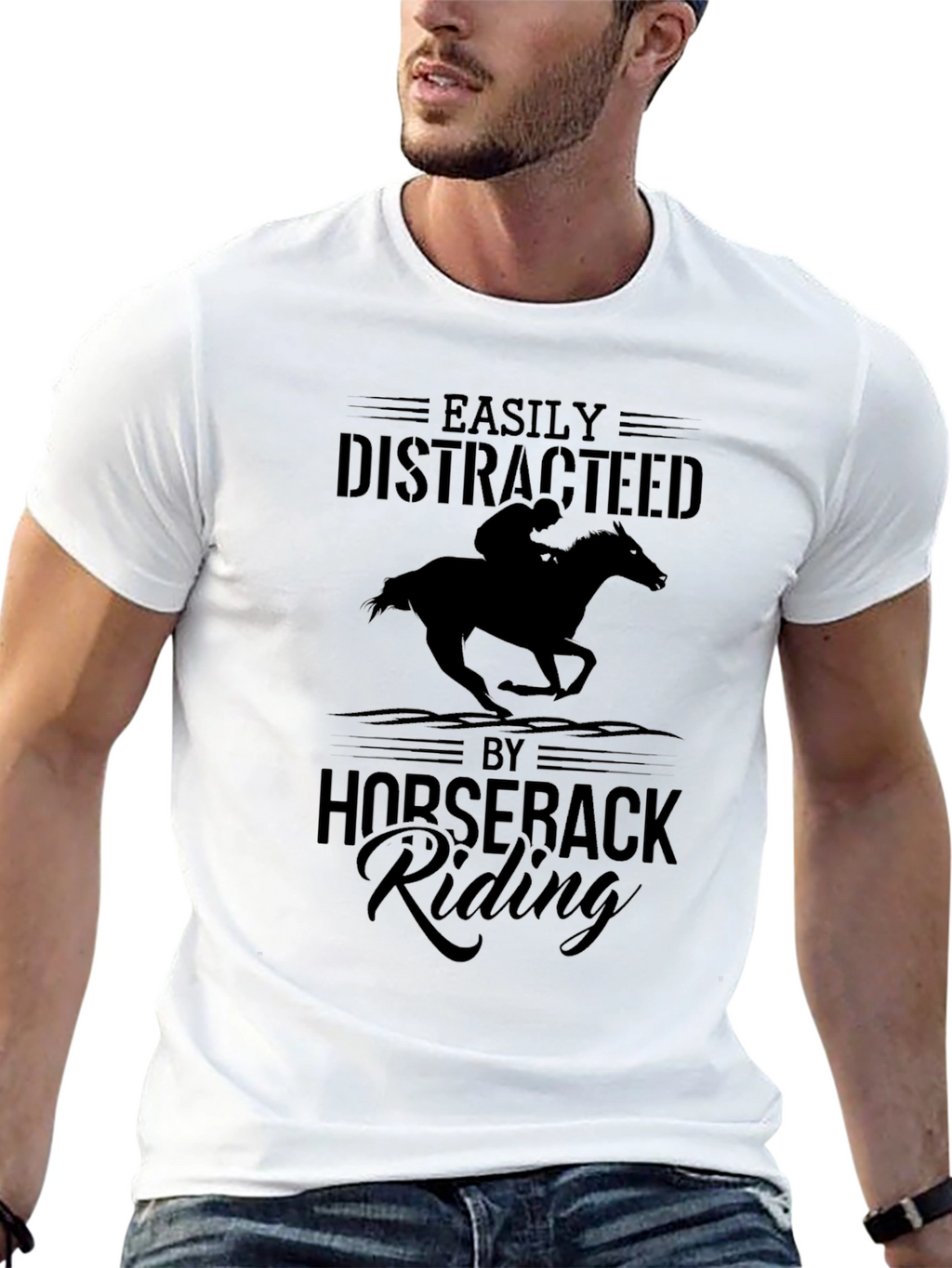 Easily Distracted By Horseback Riding Graphic Tee