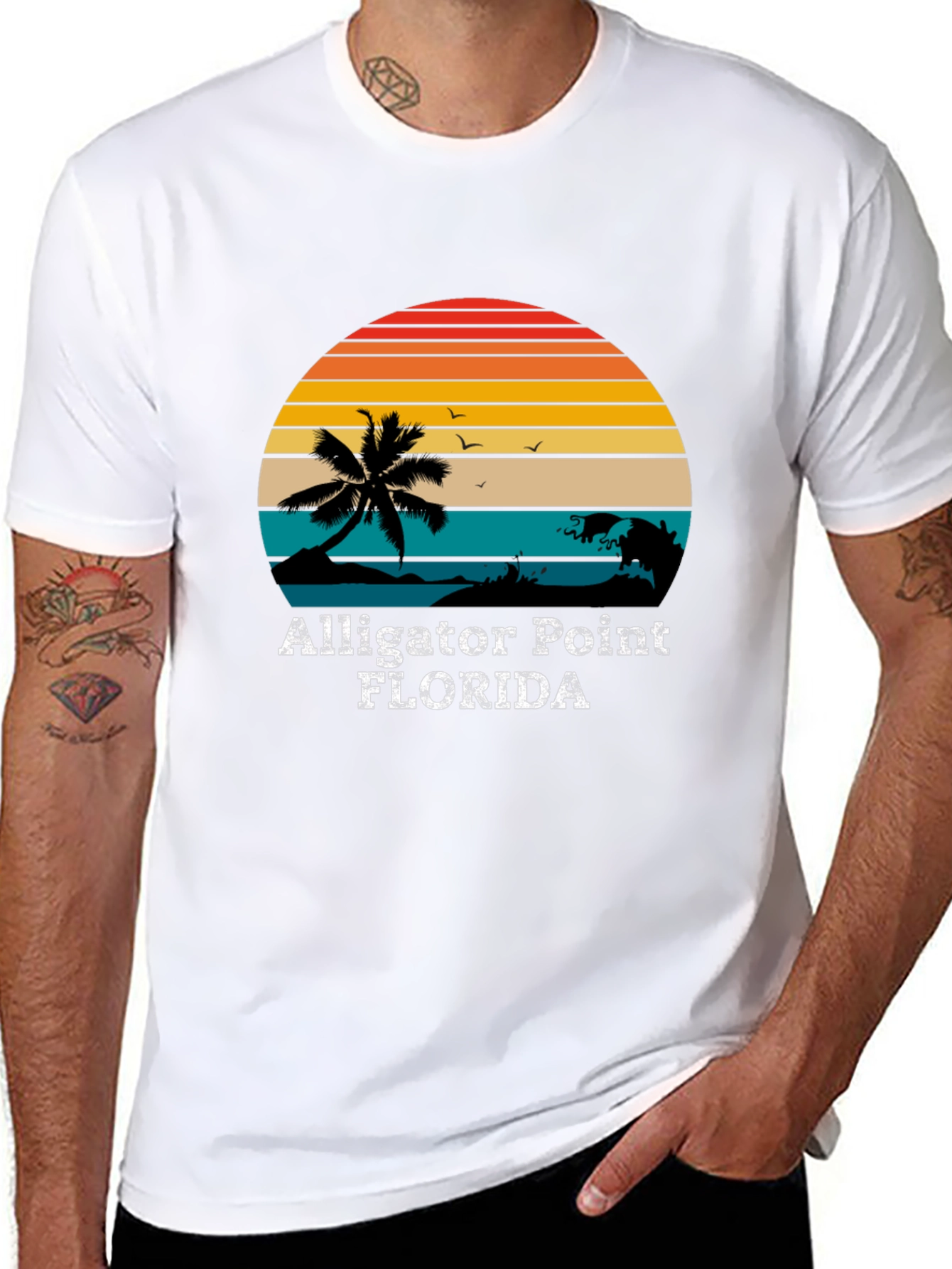 Alligator Point Florida Retro Sunset T-Shirt