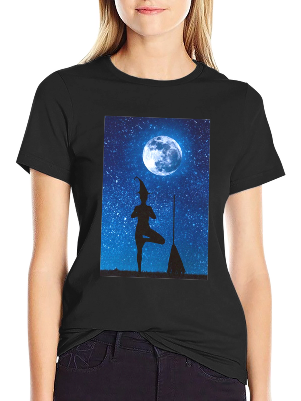 Witch Yoga Moon T-Shirt - Halloween Style