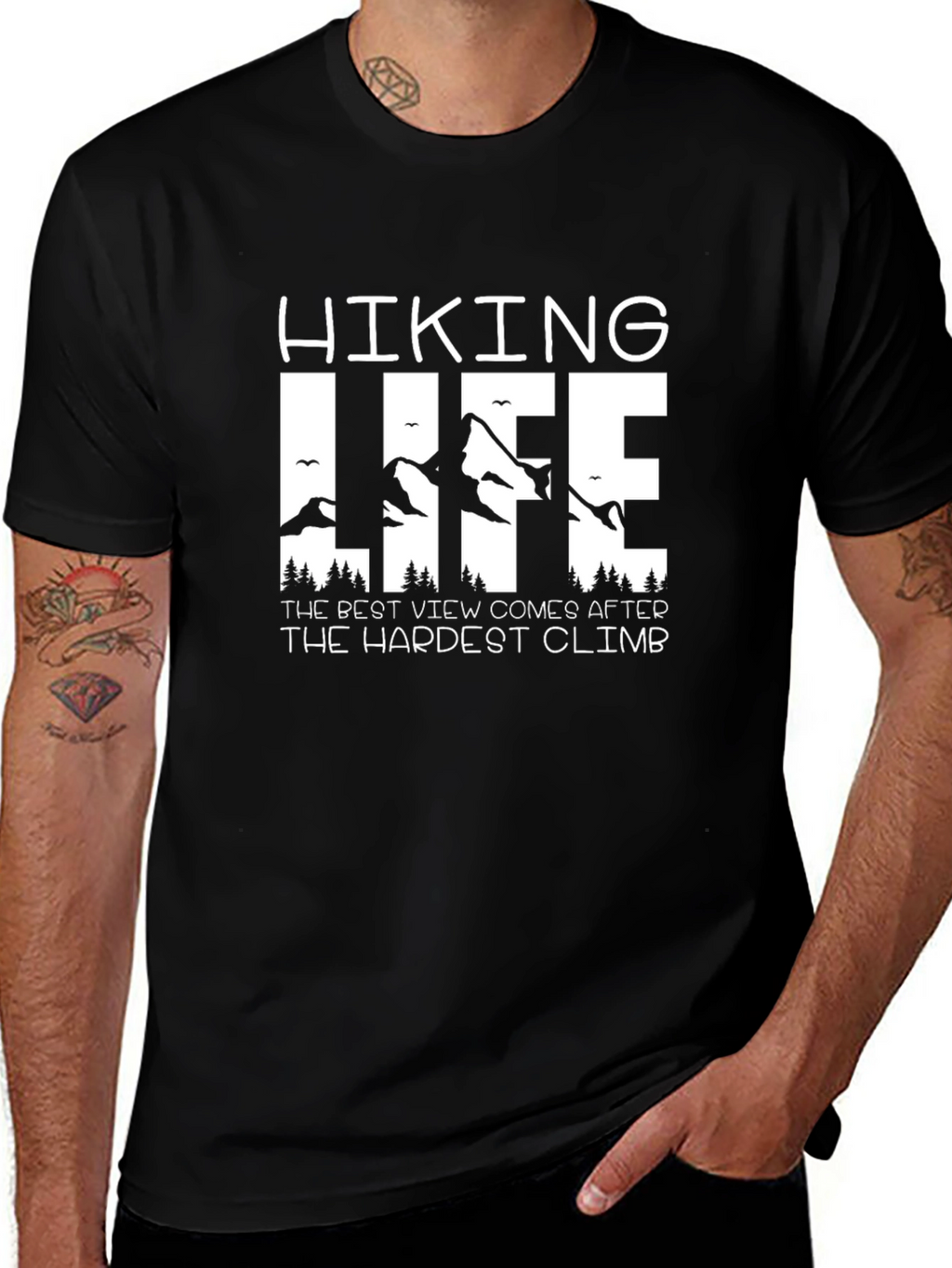 Hiking Life Black T-Shirt - Mountain Adventure