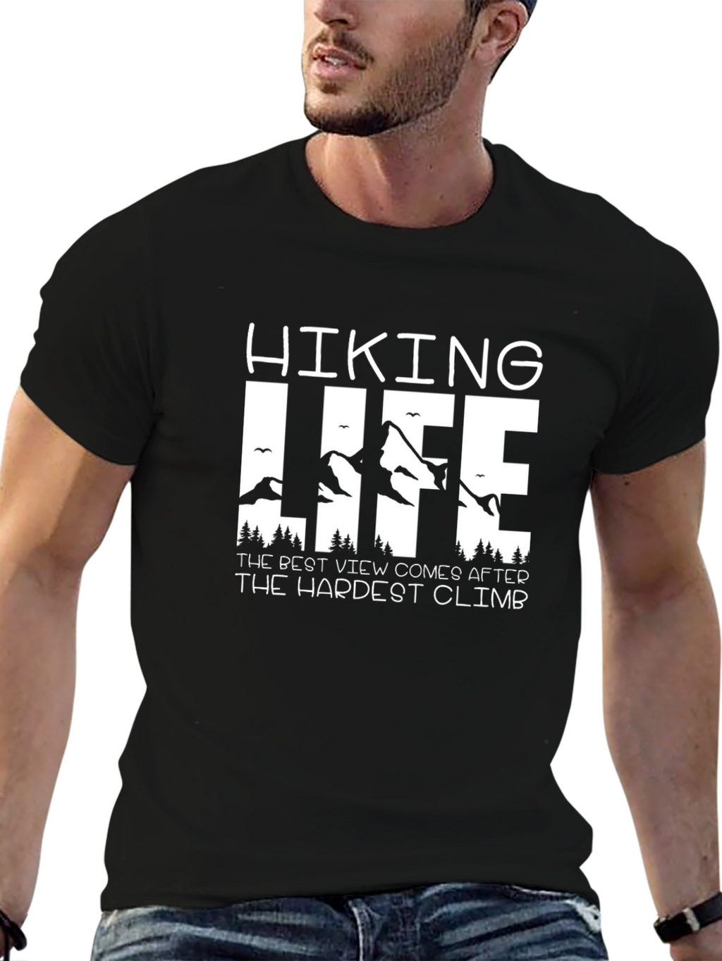 Hiking Life Black T-Shirt - Mountain Adventure