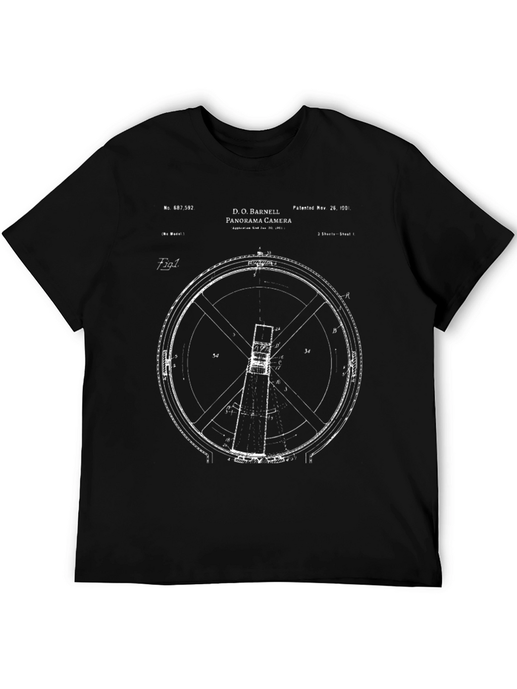 Panorama Camera Blueprint Graphic Tee - Black Cotton