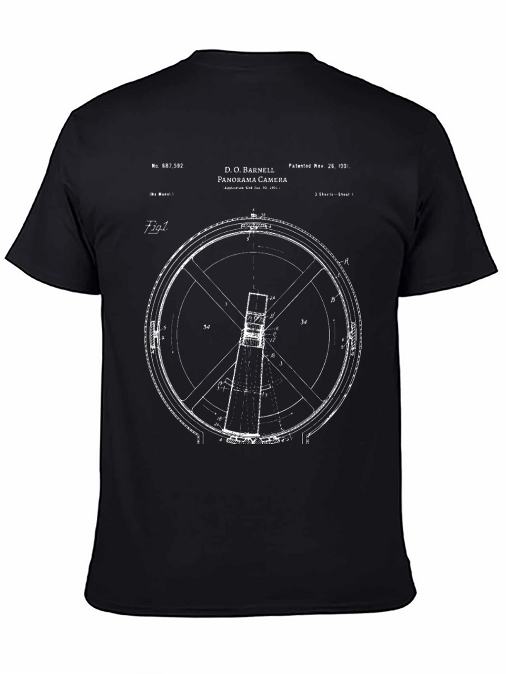 Panorama Camera Blueprint Graphic Tee - Black Cotton