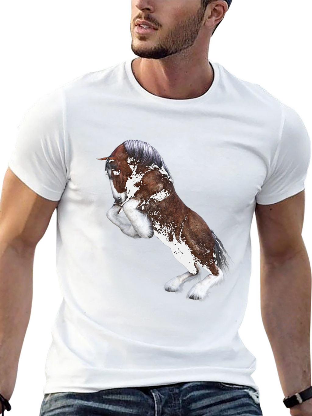 Horse Graphic Black T-Shirt for Men