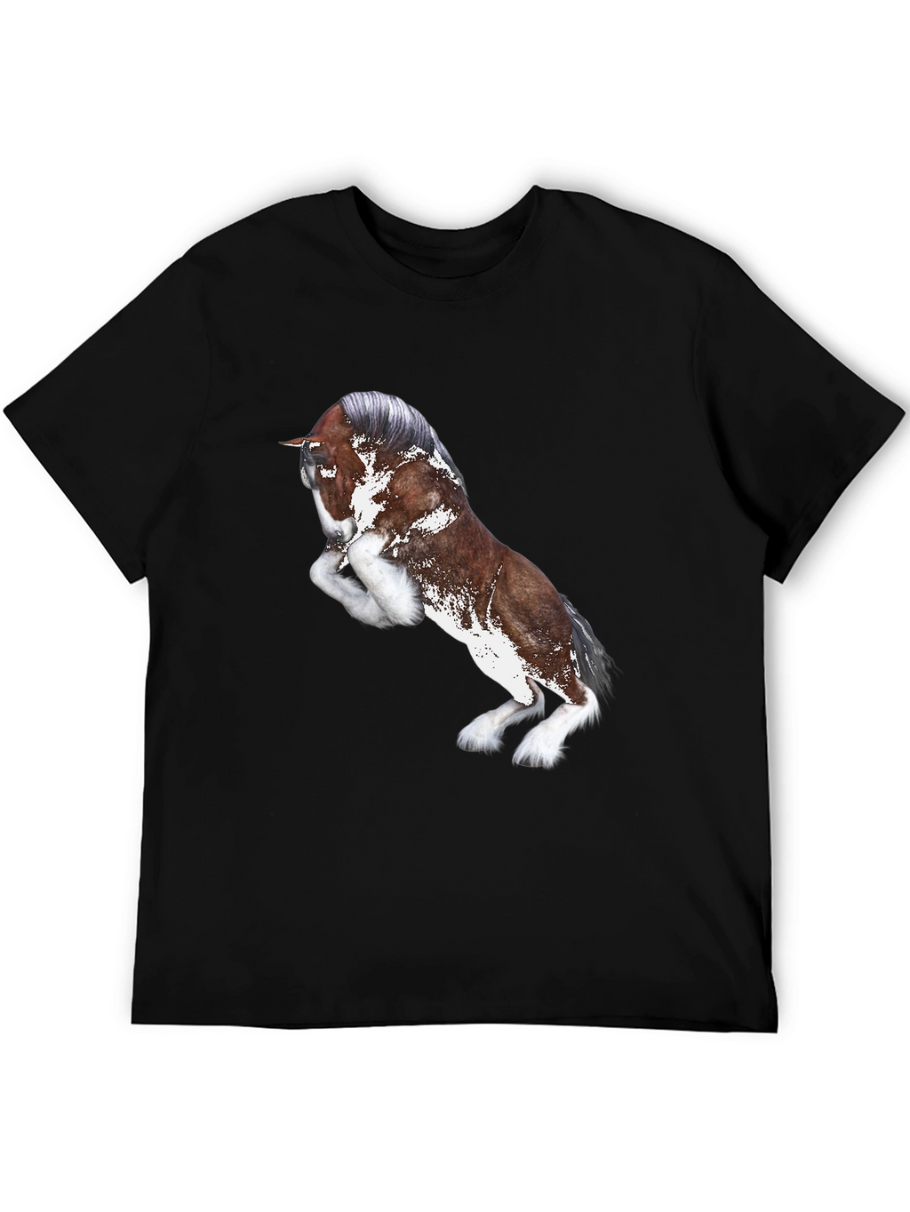 Horse Graphic Black T-Shirt for Men