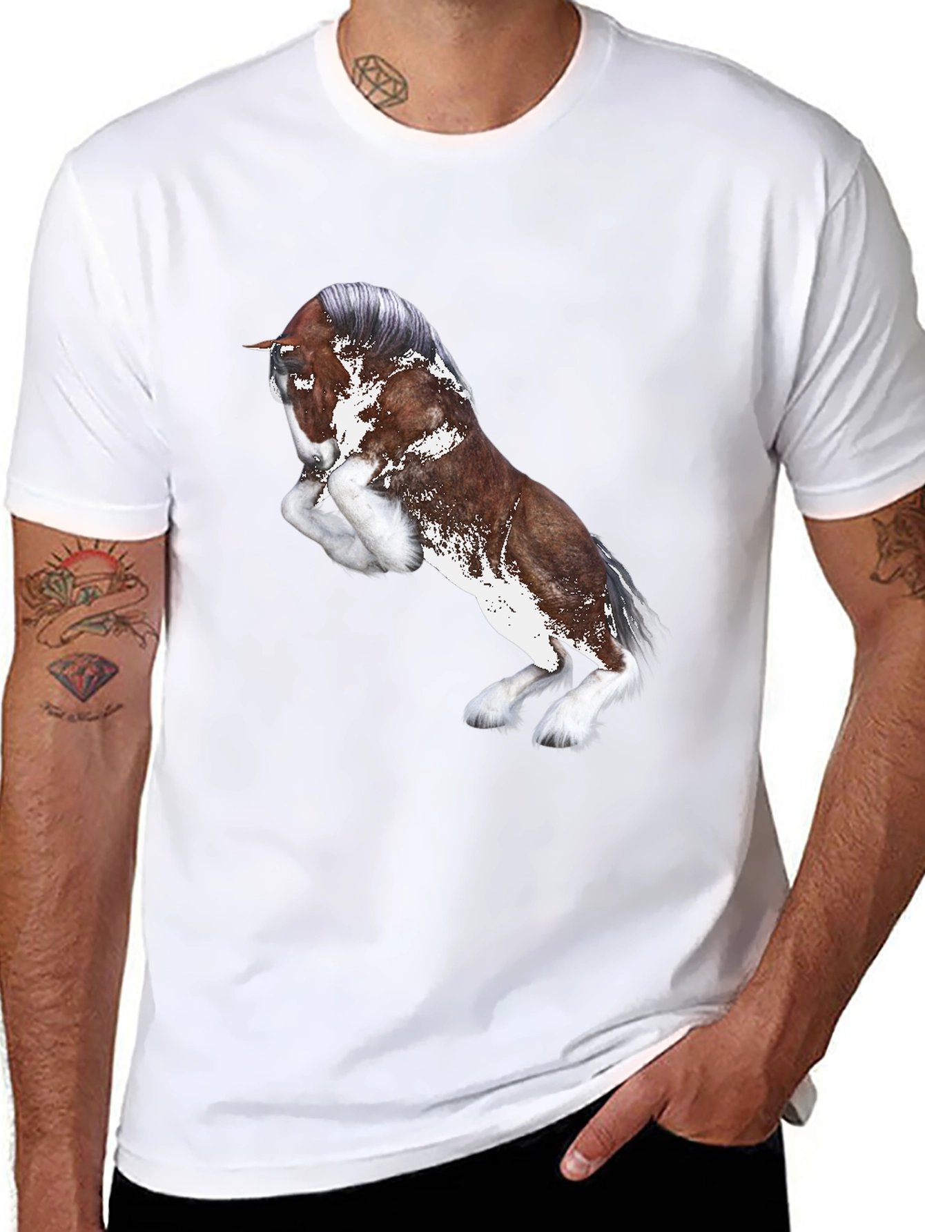 Horse Graphic Black T-Shirt for Men