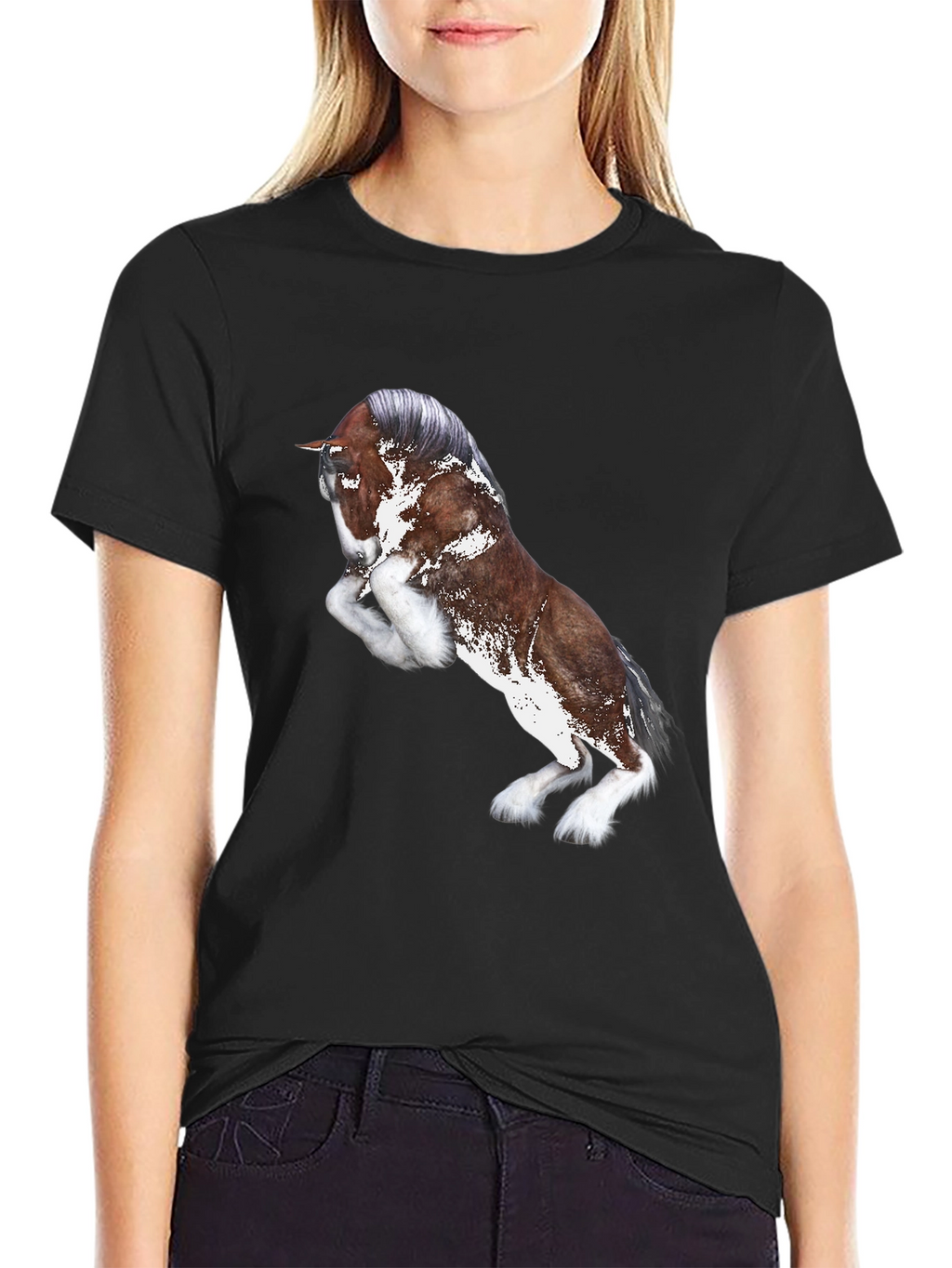Horse Graphic Black T-Shirt for Men