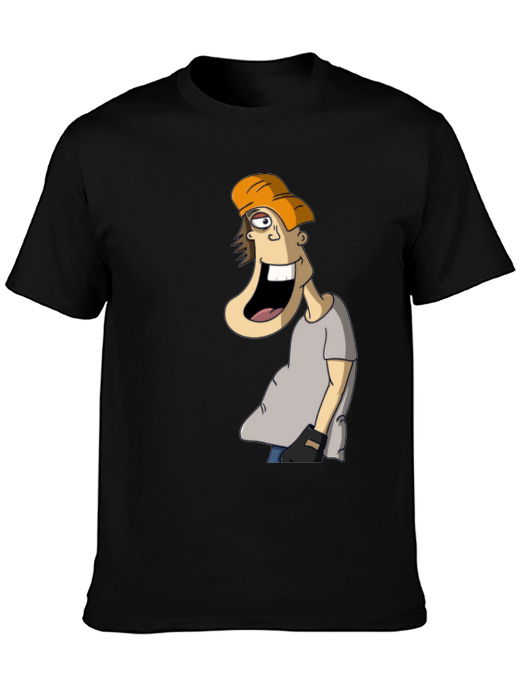 Cartoon Character Graphic Tee - Black Cotton Blend