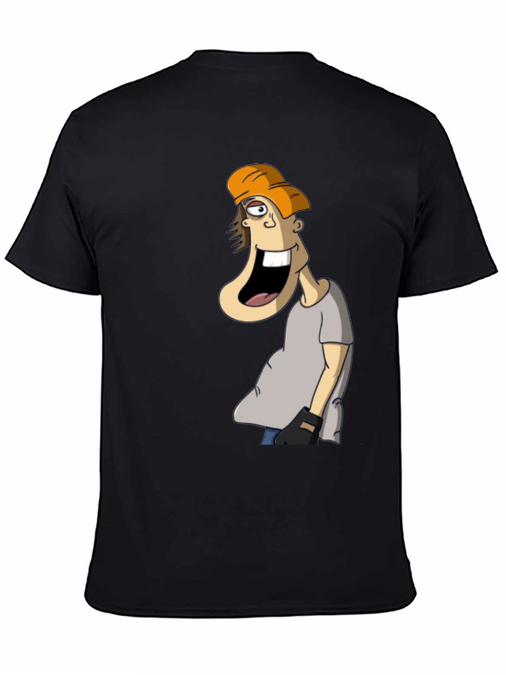 Cartoon Character Graphic Tee - Black Cotton Blend