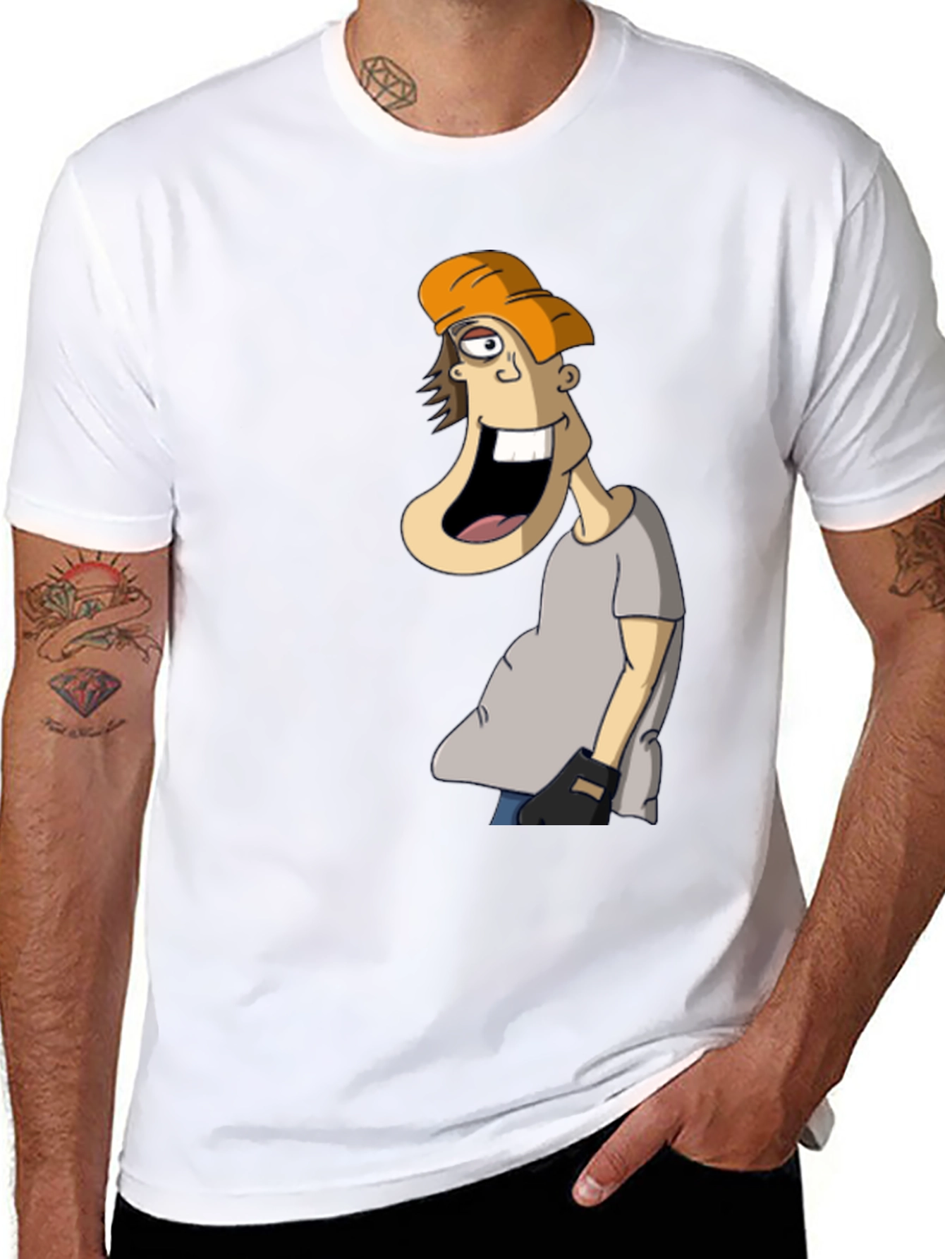 Cartoon Character Graphic Tee - Black Cotton Blend