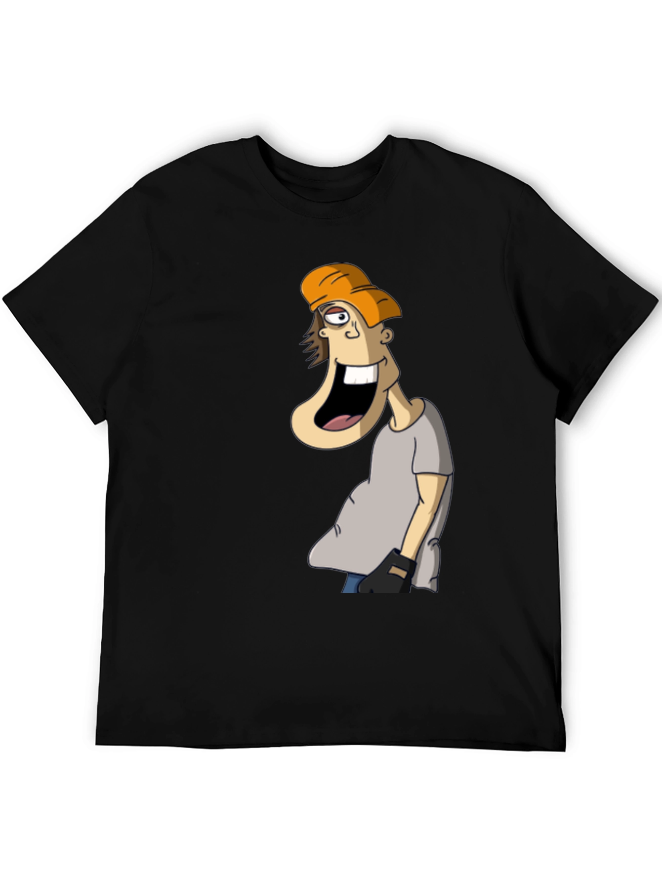 Cartoon Character Graphic Tee - Black Cotton Blend