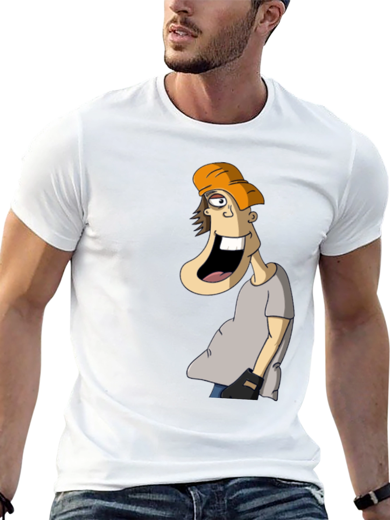 Cartoon Character Graphic Tee - Black Cotton Blend